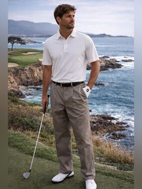 Gary Player Golf Pants 32x35 Pleated Khaki Cotton Classic Fit Country Club Core